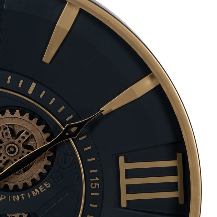 Reloj Negro-Oro Metal Decoración 59 X 8,50 X 59 Cm