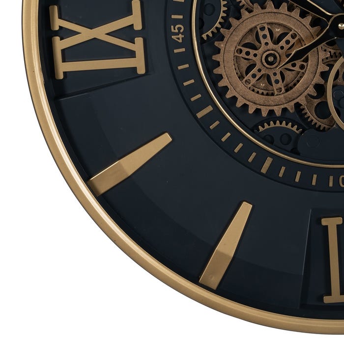 Reloj Negro-Oro Metal Decoración 59 X 8,50 X 59 Cm