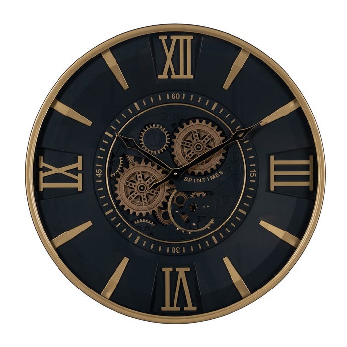 Reloj Negro-Oro Metal Decoración 59 X 8,50 X 59 Cm