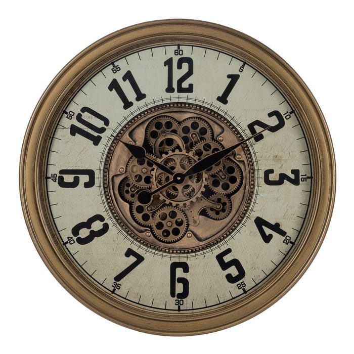 Reloj Crema-Oro Metal Decoración 66 X 9,50 X 66 Cm