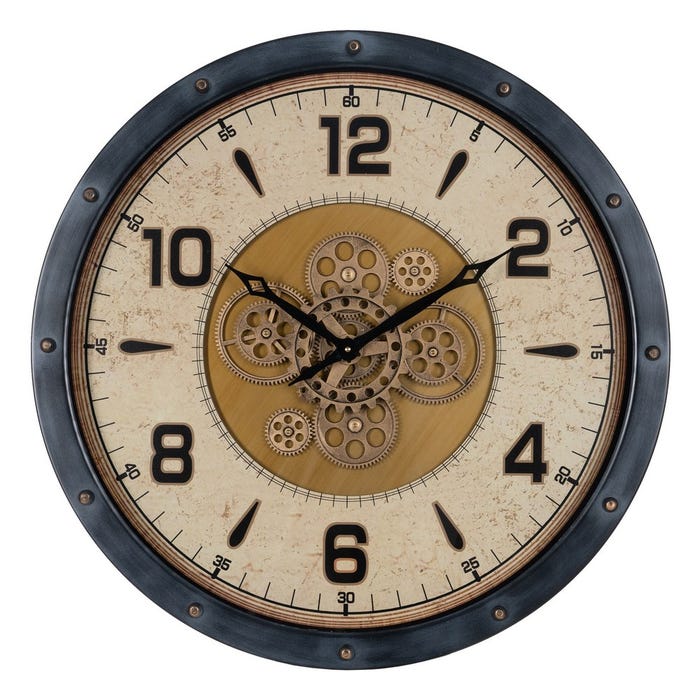 Reloj Negro-Oro Metal Decoración 72 X 9 X 72 Cm