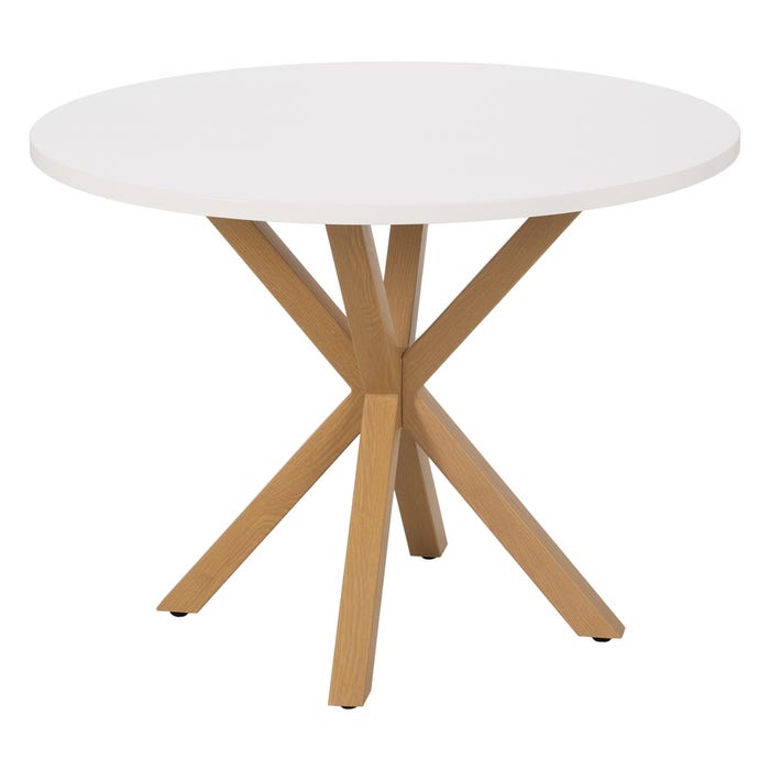 Mesa Comedor Blanco-Natural Dm-Metal 100 X 100 X 76 Cm