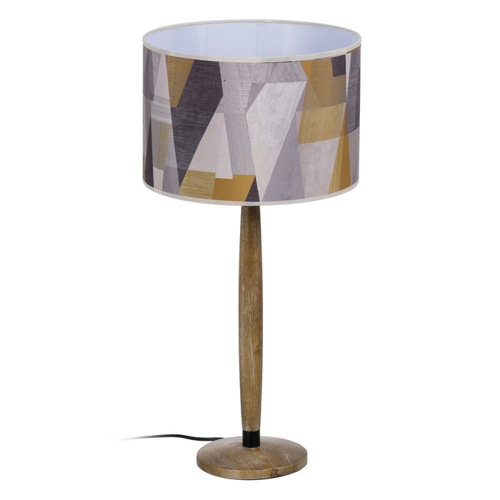 Lámpara Mesa Natural Tejido-Madera 30 X 30 X 62 Cm