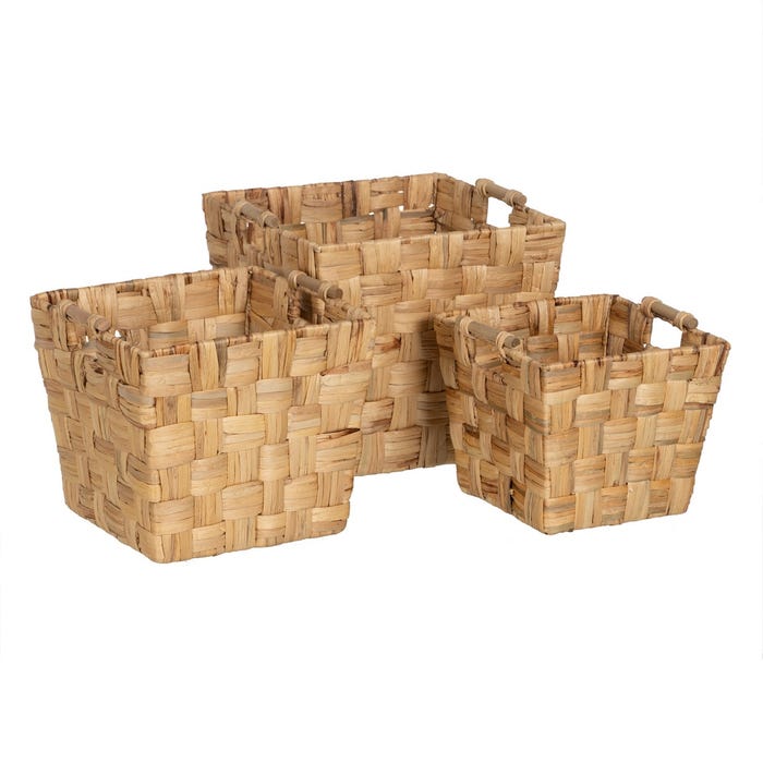S/3 Natural Fiber Basket Decoration 40 X 40 X 35 Cm