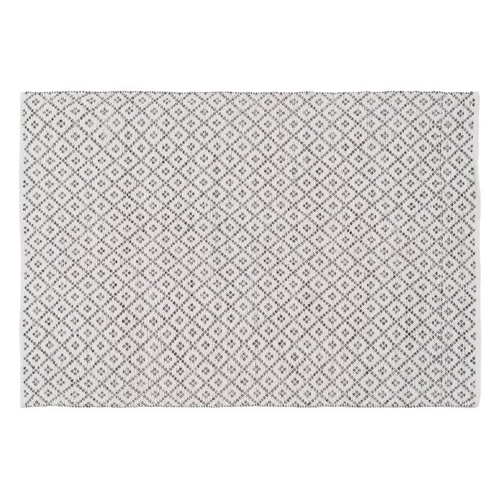 Alfombra Gris-Blanco Poliester-Algodón 160 X 230 Cm