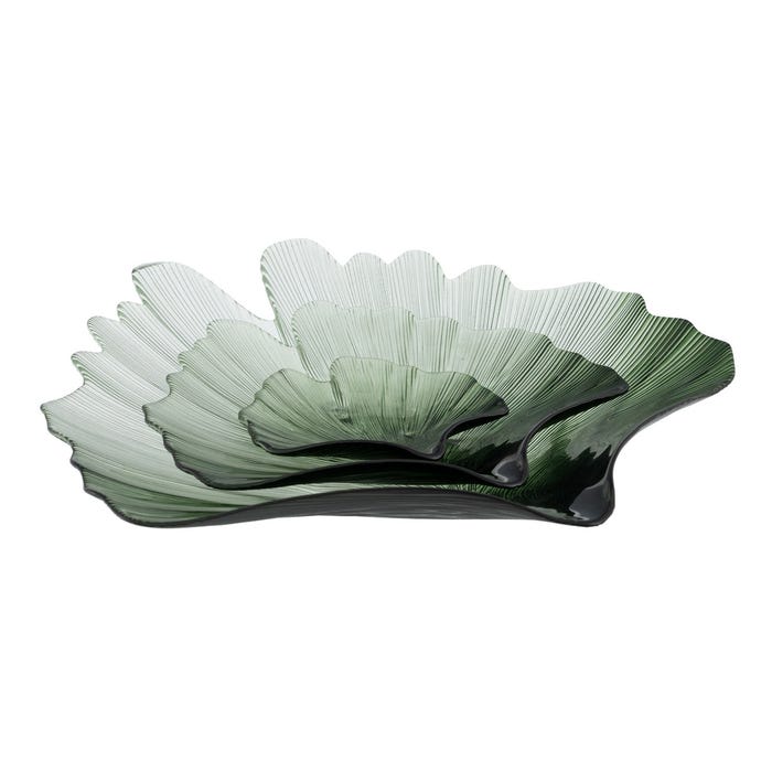 Bandeja Concha Verde Cristal Decoración 48 Cm