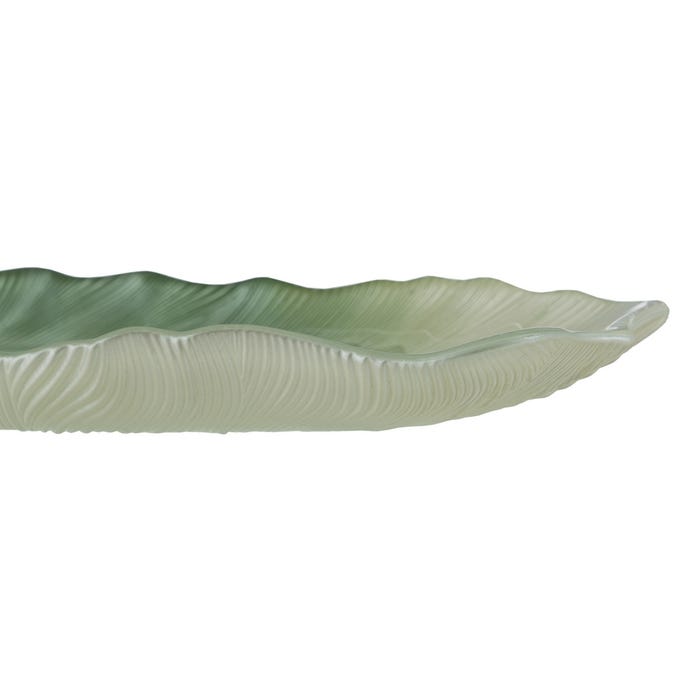 Bandeja Hoja Verde Cristal Decoración 40 Cm