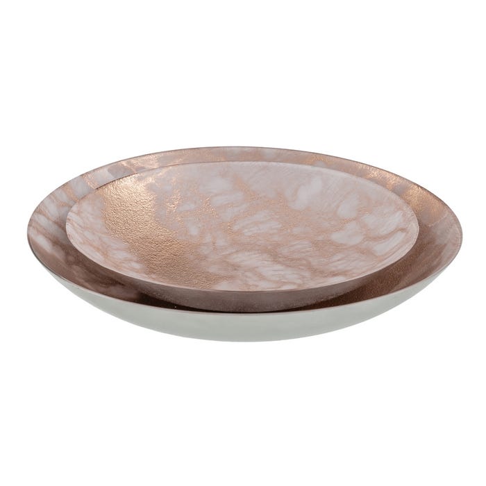 Centro Mesa Bandeja Cobre Rosado Cristal 40 X 40 Cm