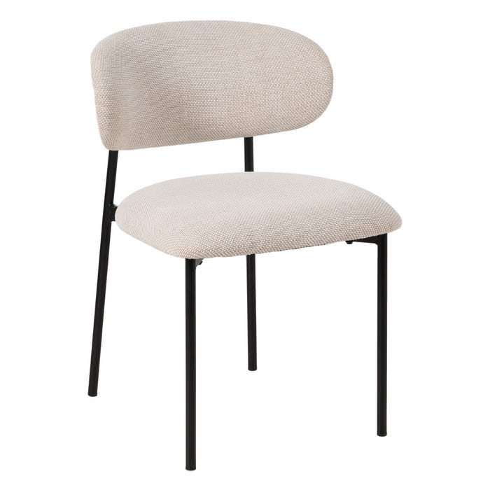 Cadeira de sala de estar em tecido creme e metal 50 x 54 x 73,50 cm