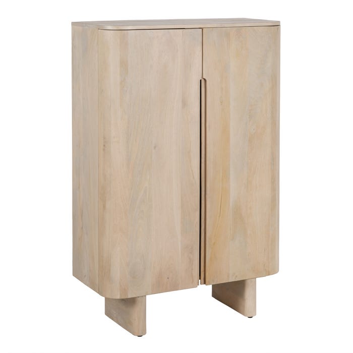 Armario Blanco Madera De Mango Salón 90 X 40 X 138 Cm