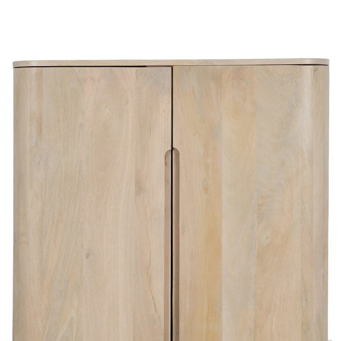 Armario Blanco Madera De Mango Salón 90 X 40 X 138 Cm