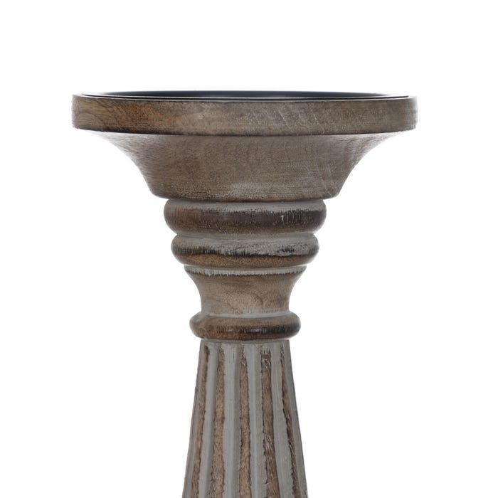Decoração de castiçal de madeira e metal 18 x 18 x 53,30 cm