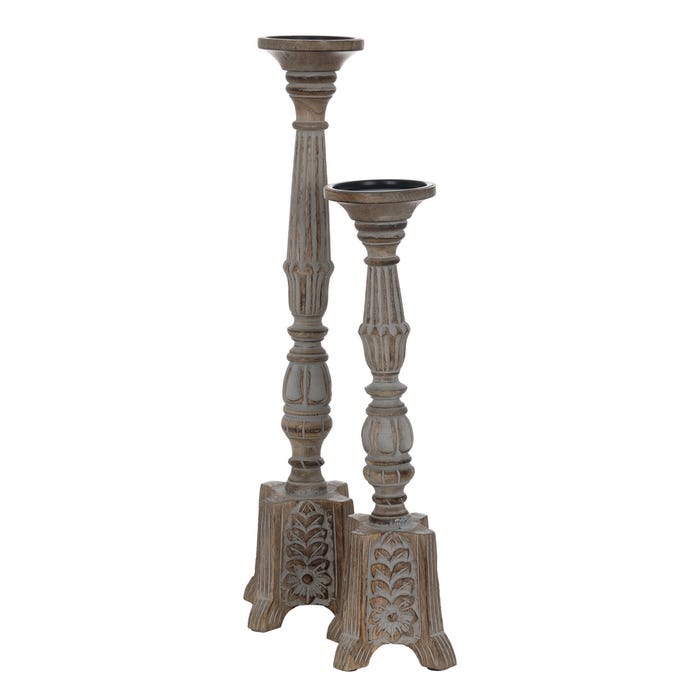 Candelabro Madera-Metal Decoración 19 X 19 X 68,50 Cm