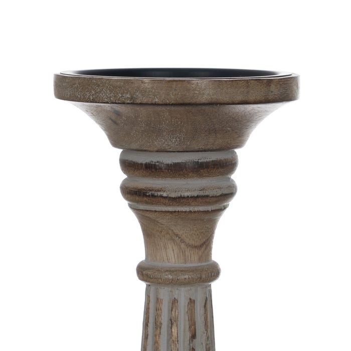 Decoração de castiçal de madeira e metal 19 x 19 x 68,50 cm
