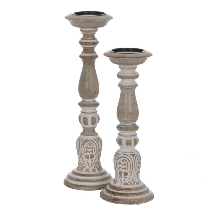 Candelabro Madera-Metal Decoración 14 X 14 X 45,72 Cm