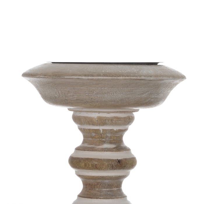 Decoração de castiçal de madeira e metal 14 x 14 x 45,72 cm