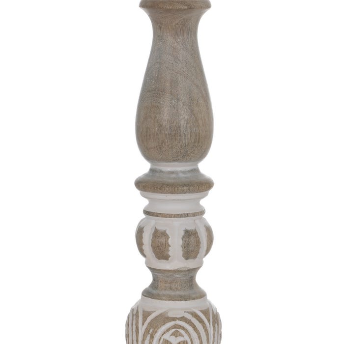 Decoração de castiçal de madeira e metal 14 x 14 x 45,72 cm