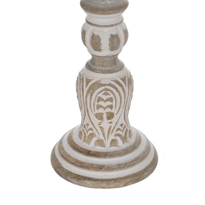 Decoração de castiçal de madeira e metal 14 x 14 x 45,72 cm
