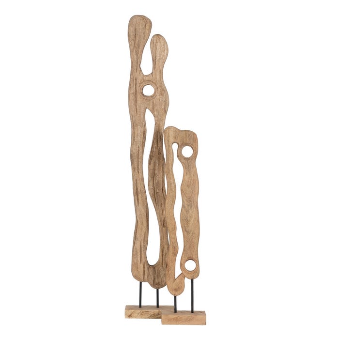 Figura Abstracta Natural Madera De Mango 15 X 9 X 68,50 Cm