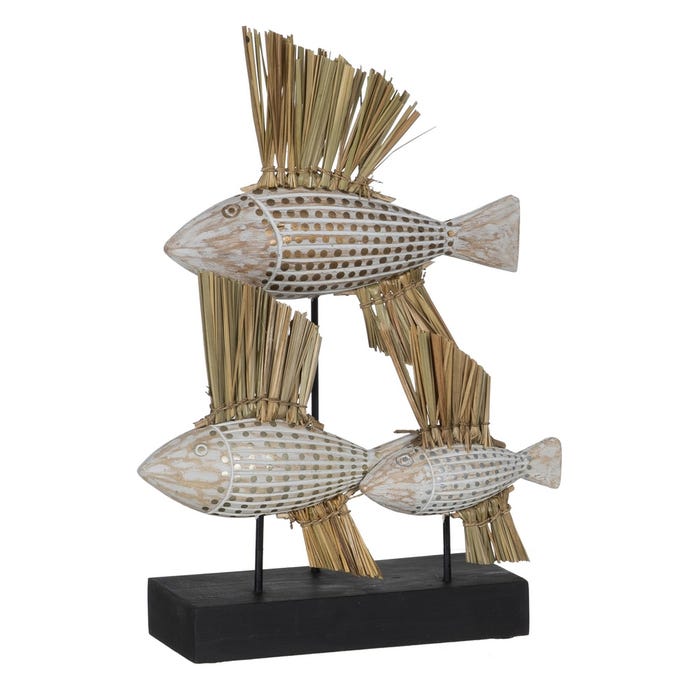 Figura Peces Madera-Fibra Natural 30 X 10 X 40 Cm