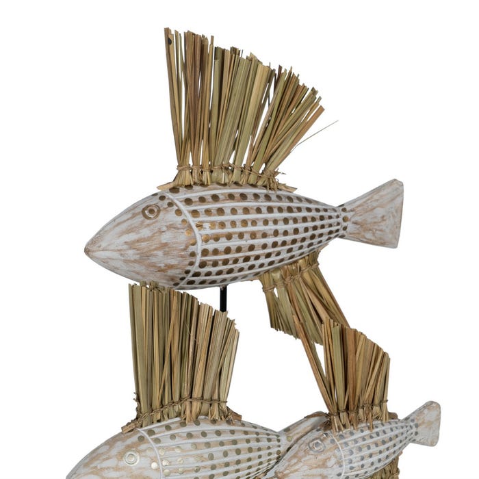 Figura Peces Madera-Fibra Natural 30 X 10 X 40 Cm