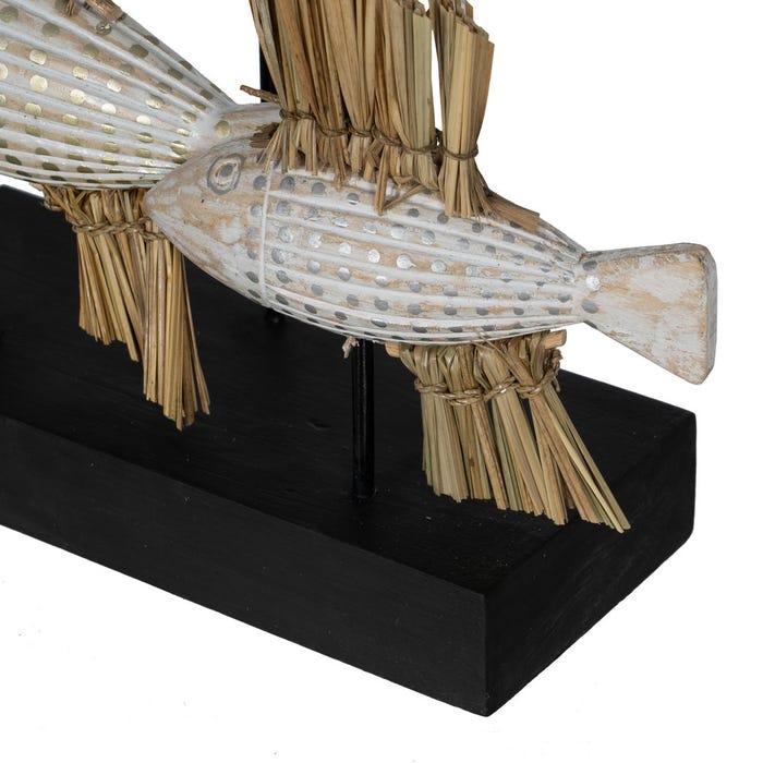 Figura Peces Madera-Fibra Natural 30 X 10 X 40 Cm