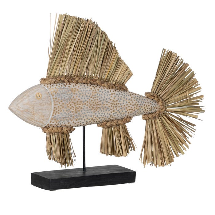 Figura Pez Madera-Fibra Natural 70 X 12 X 53 Cm