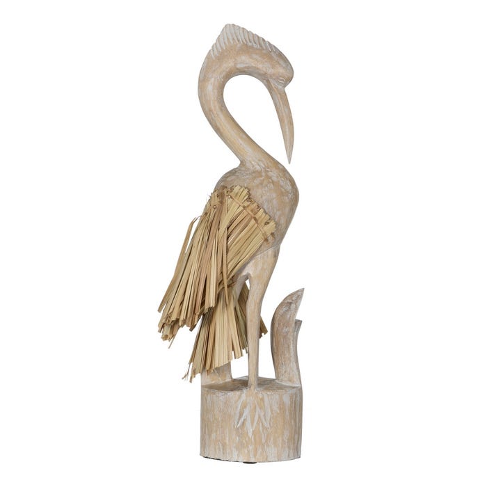 Figura Garza Madera-Fibra Natural 20 X 10 X 62 Cm