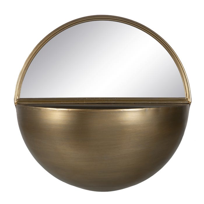 Espelho de metal dourado antigo com vidro 36 x 17 x 40 cm