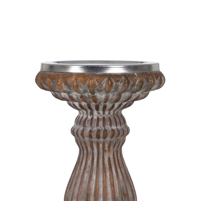 Aged Copper Glass Candle Holder 11 x 11 x 23 cm
