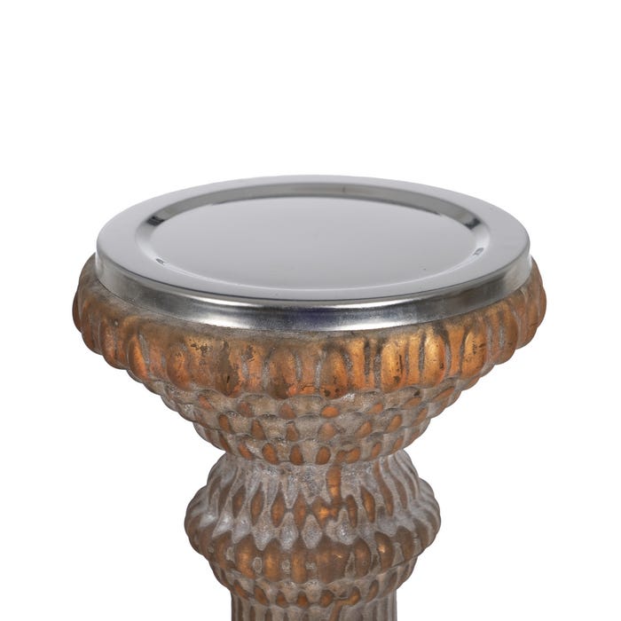 Portavelas Cobre Envejecido Cristal 12 X 12 X 30 Cm