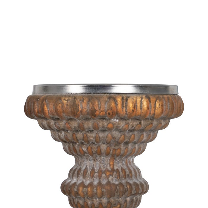 Portavelas Cobre Envejecido Cristal 12 X 12 X 30 Cm