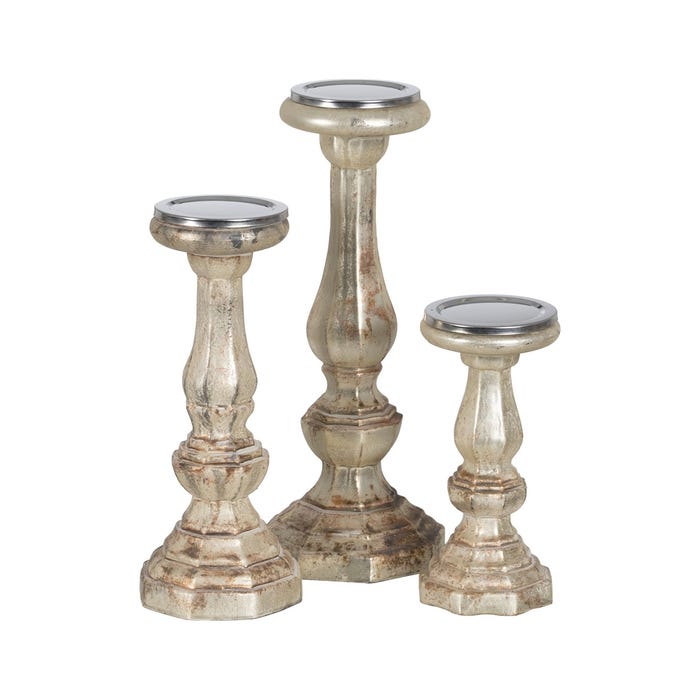 White Oxide Glass Candle Holder 15 X 15 X 38 Cm