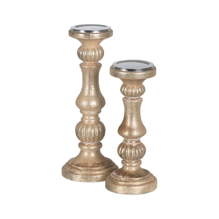 White Oxide Glass Candle Holder 13 X 13 X 31 Cm