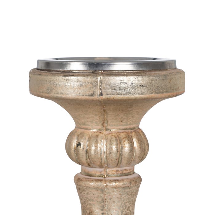 White Oxide Glass Candle Holder 13 X 13 X 31 Cm