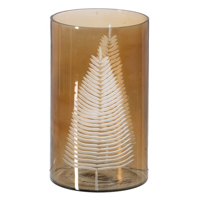 Portavelas Marrón Cristal Decoración 15 X 15 X 25 Cm
