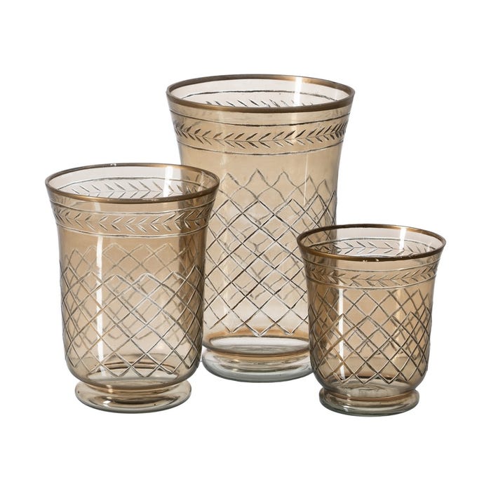 Brown Crystal Candle Holder Decoration 15 X 15 X 18 Cm