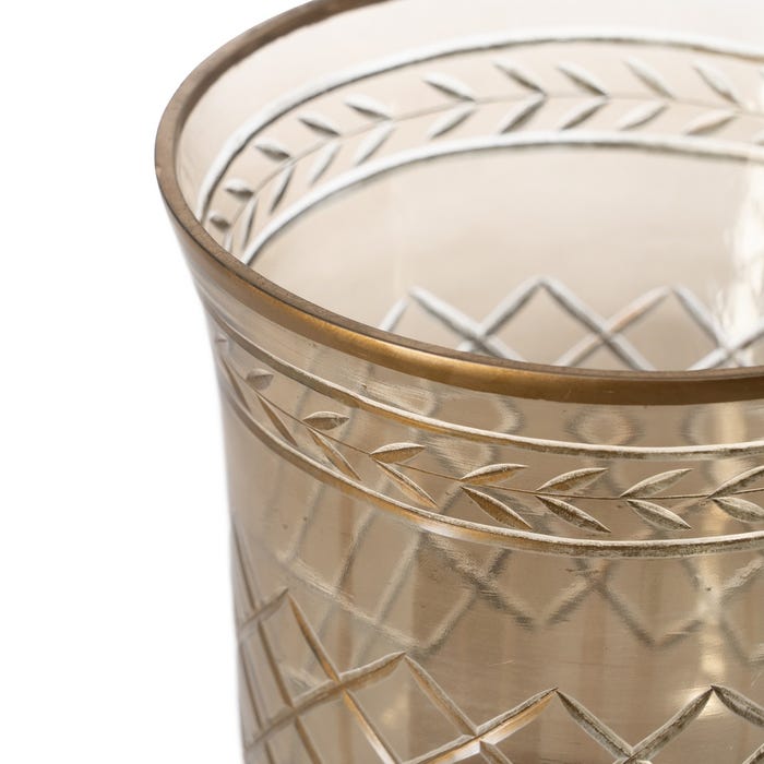 Brown Crystal Candle Holder Decoration 15 X 15 X 18 Cm