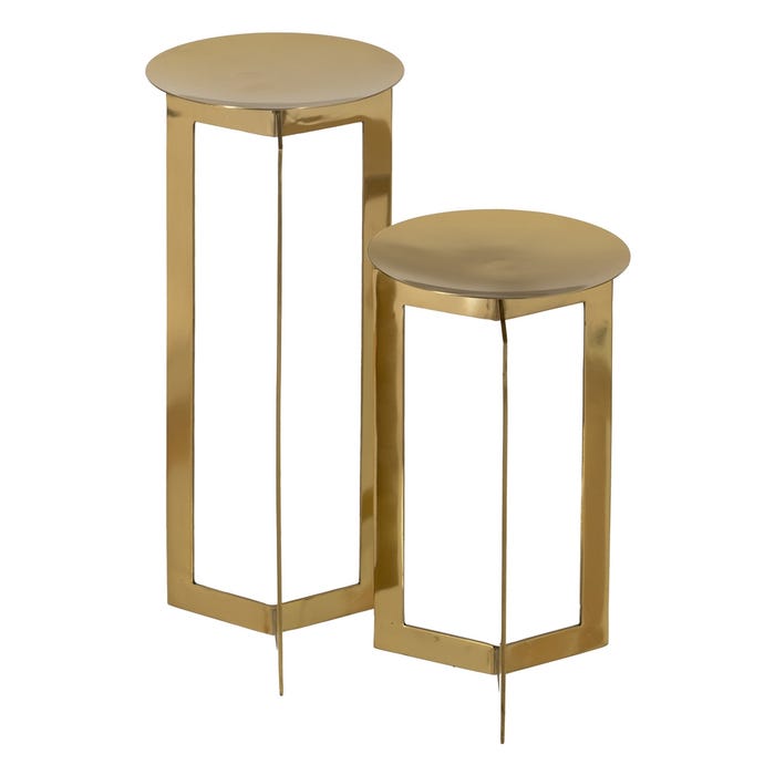 Gold Stainless Steel Candle Holder 16.50 X 16.50 X 38.50 Cm