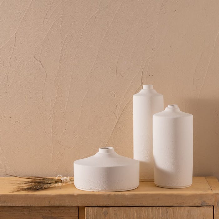 White Clay Vase Decoration 12.50 X 12.50 X 40 Cm