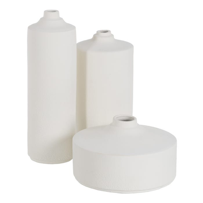 White Clay Vase Decoration 12.50 X 12.50 X 40 Cm