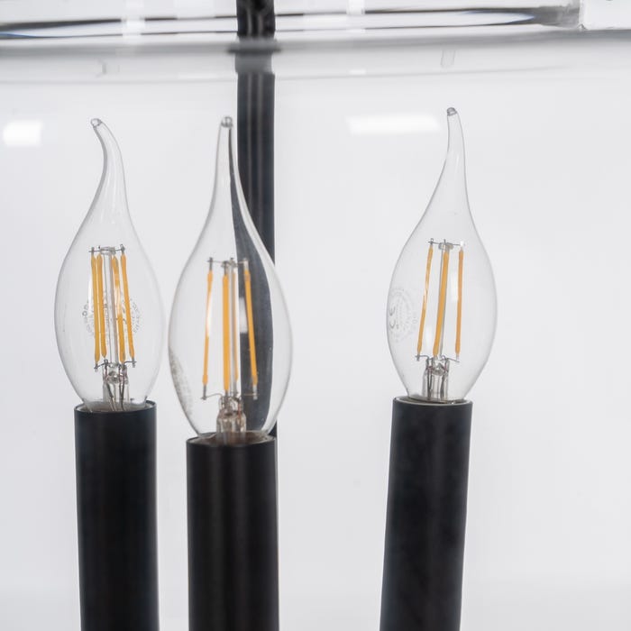 Lámpara Techo Negro Metal / Cristal 35 X 35 X 72 Cm