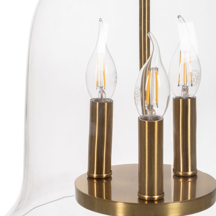Luminária de teto em metal dourado/cristal 33 x 33 x 54 cm
