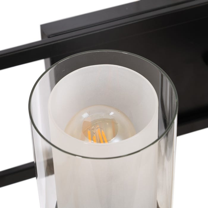 Luminária de parede em metal preto/cristal 36 x 17 x 21 cm
