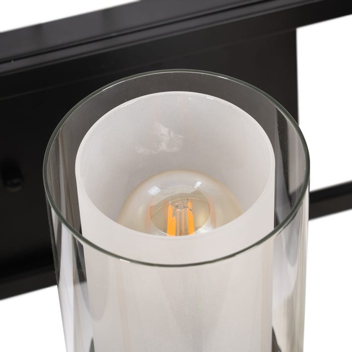 Luminária de parede em metal preto/cristal 56 x 17 x 21 cm
