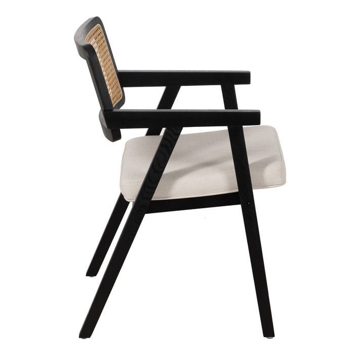 Silla Brazos Negro Madera / Fibra Salón 56 X 55 X 80 Cm