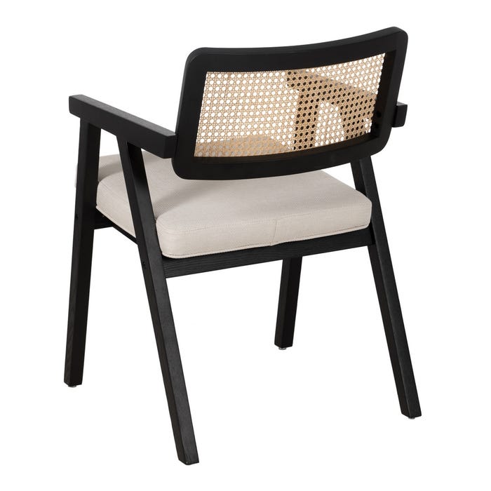 Silla Brazos Negro Madera / Fibra Salón 56 X 55 X 80 Cm