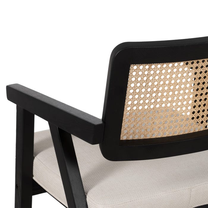 Silla Brazos Negro Madera / Fibra Salón 56 X 55 X 80 Cm