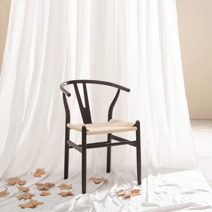 Black Wood / Fiber Living Room Chair 55 X 55 X 77 Cm