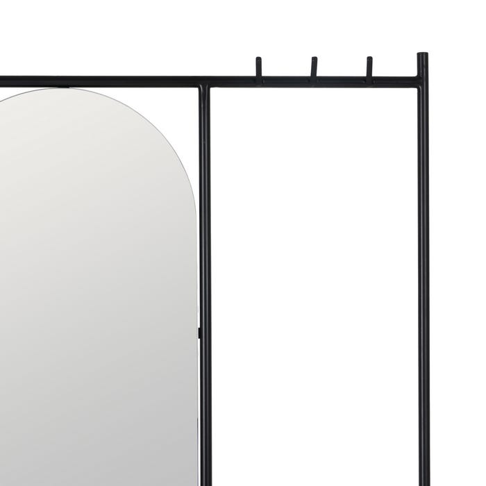 Espejo Perchero Negro Metal Decoración 70 X 4 X 160,50 Cm